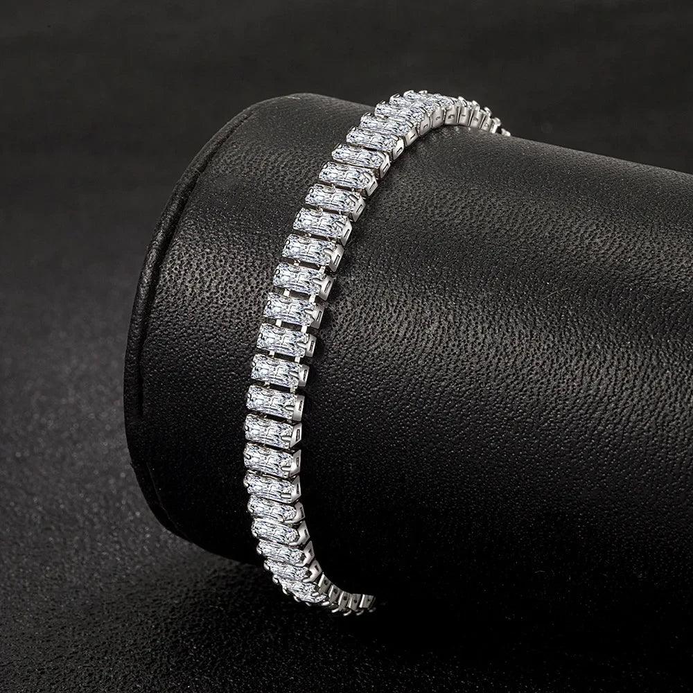 luxury designer 925 Sterling Silver fine Crystal Bracelet For Women fashion Jewelry Engagement Wedding Glamour 18CM Luxlife Brands