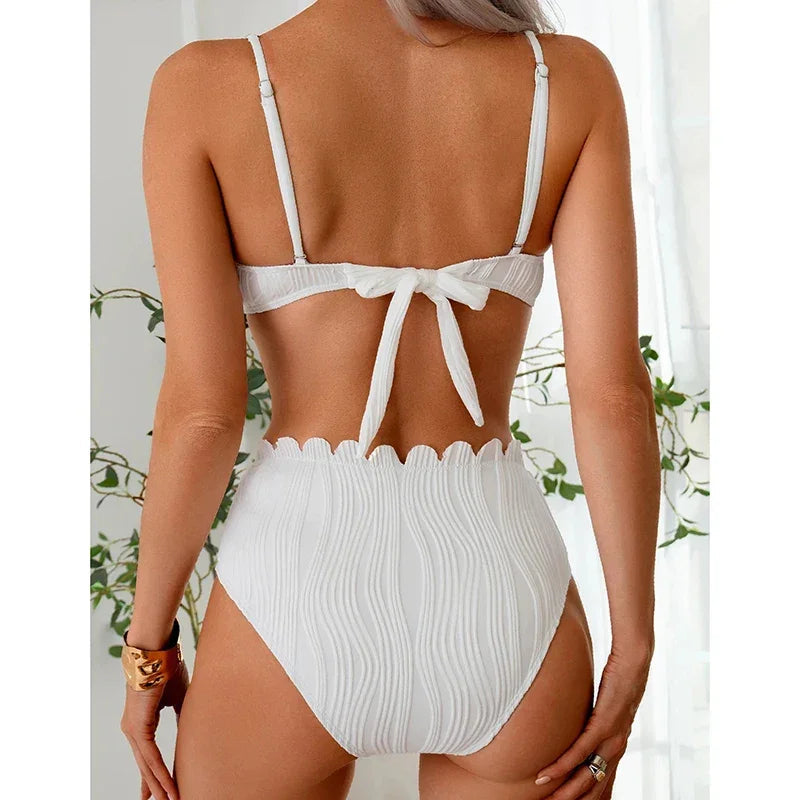 Pearl Ruched High Waist Bikini Luxlife Brands