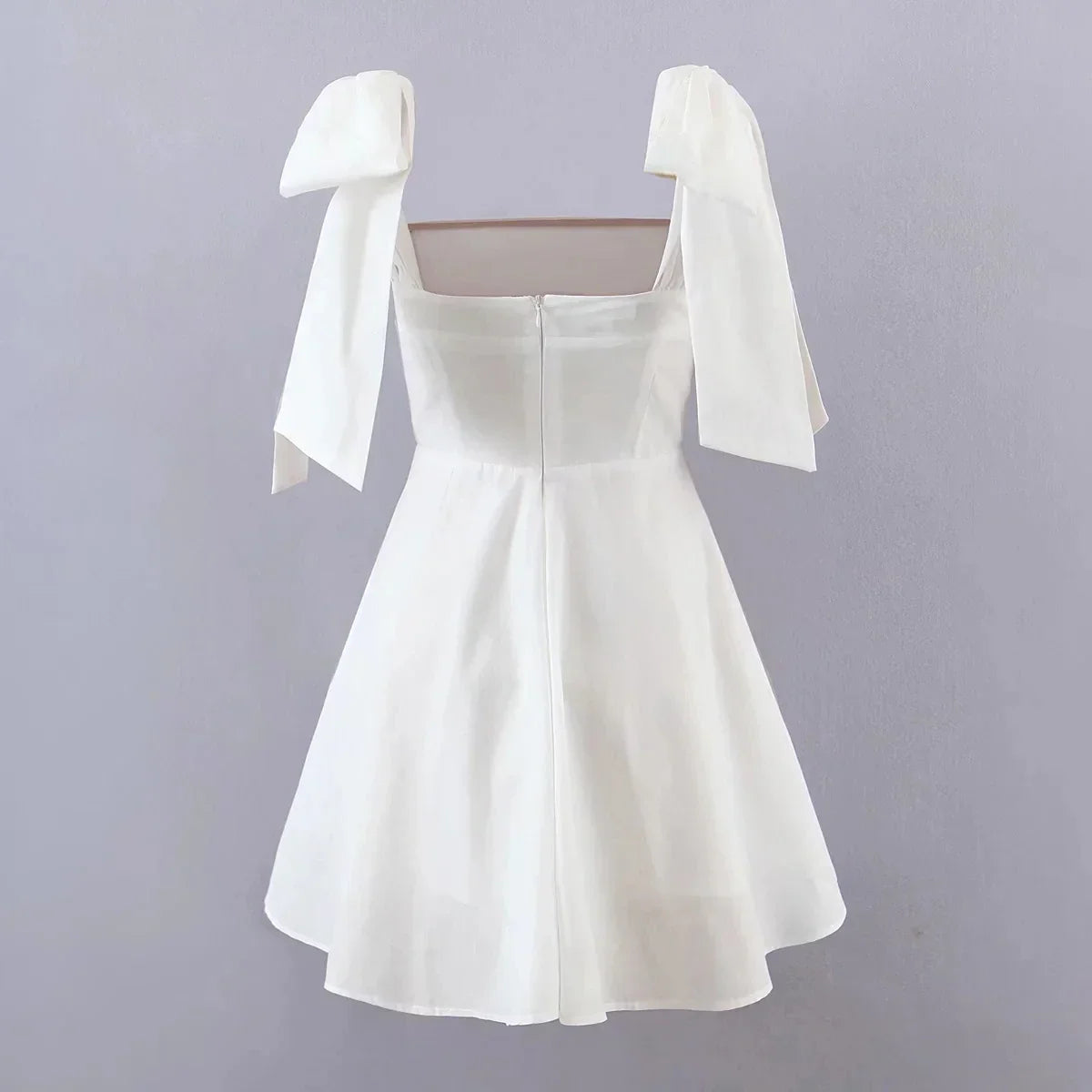 GypsyLady White Elegant Sexy Mini Dress Cotton Summer Holiday Women Dress Bow Tie V-neck Backless Ladies Party Dress Vestidos Luxlife Brands