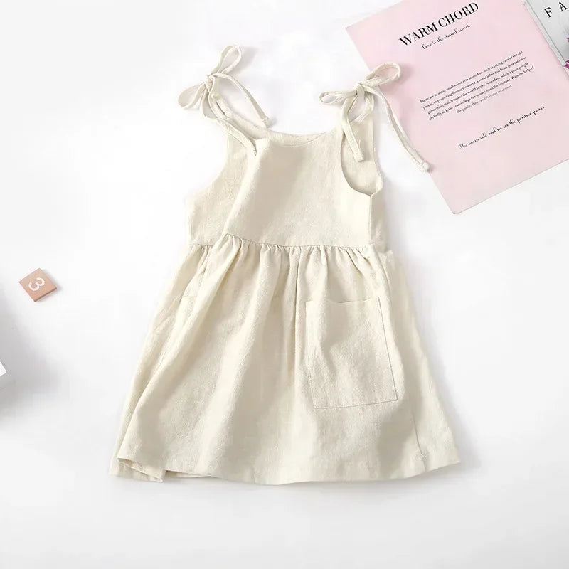 Summer Toddler Girl Dress Solid Cotton Sleeveless Children Dress Kids Sundress Slip Dress Fashion Girls Clothing Luxlife Brands