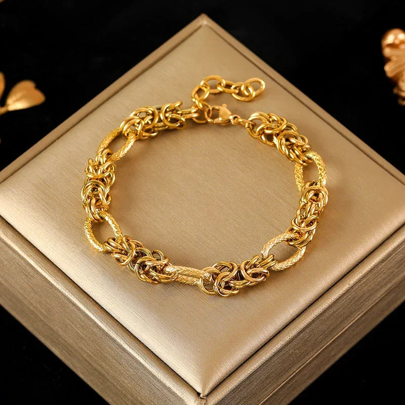 EILIECK 316L Stainless Steel Twisted Bracelet Bangles For Women Trendy 18K Gold Plated Wrist Chain Waterproof Jewelry Gift Party Luxlife Brands