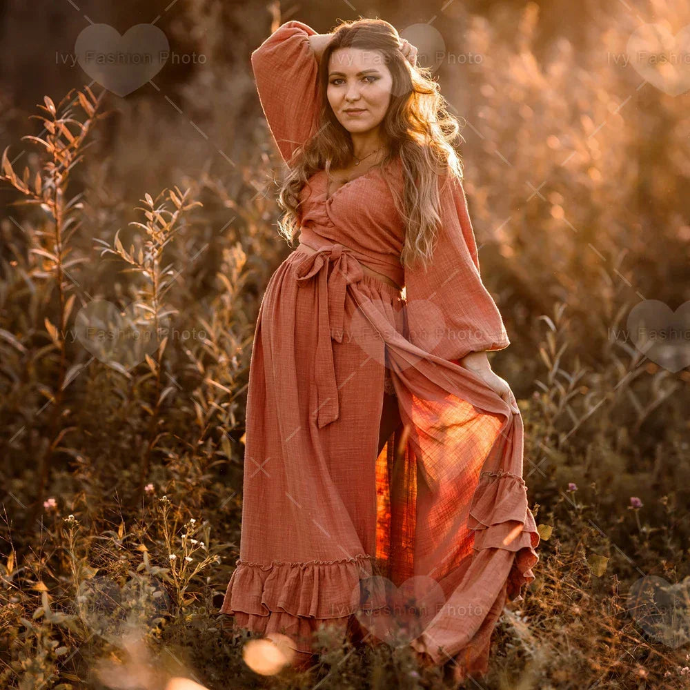 Marernity Linen Cotton Photo Shoot Gown Luxlife Brands