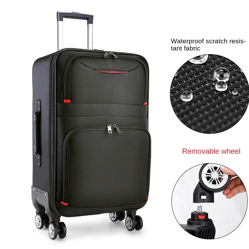 30" Large Capacity Black Luggage Waterproof Durable Trolley Case Oxford Cloth Detachable Spinner Wheel 20" Password Suitcase Luxlife Brands