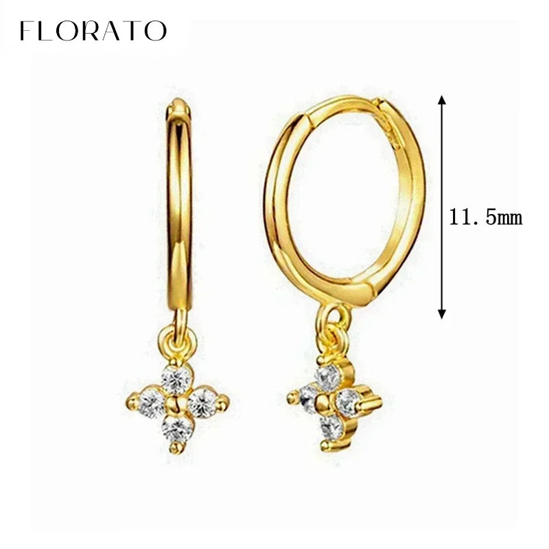 Luxury white crystal zircon earrings 925 sterling silver ear needles Hoop gold earrings For women Fashion Luxury Wedding Jewelry Luxlife Brands