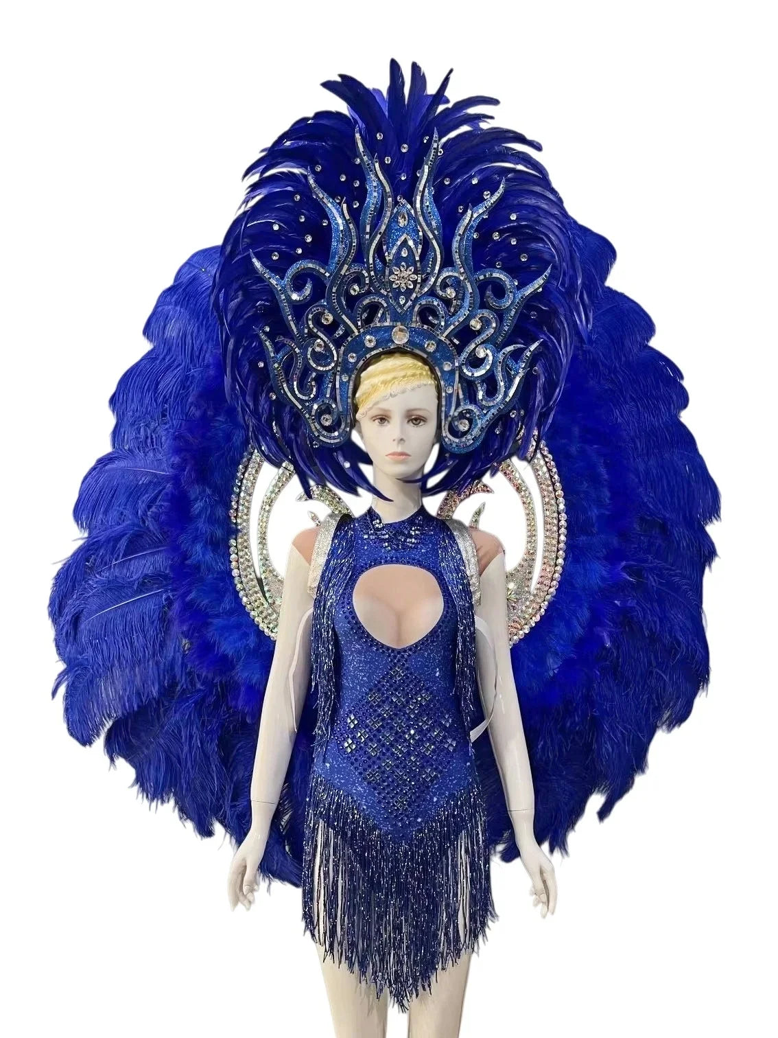 Royal Blue Feathered Gala Performance Set
