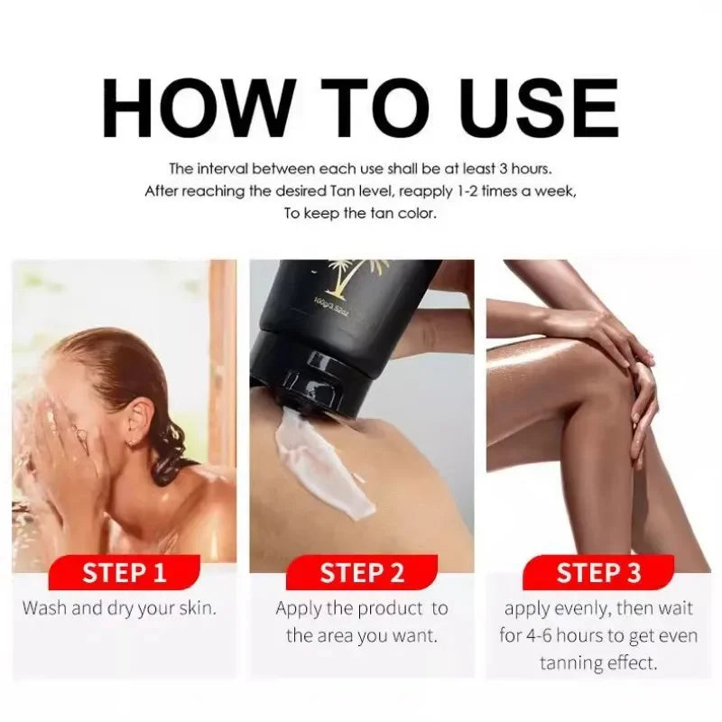 Instant Dark Tanning Lotion - Natural Self-tanner, bringing the body a stripe-free medium dark gradient tan