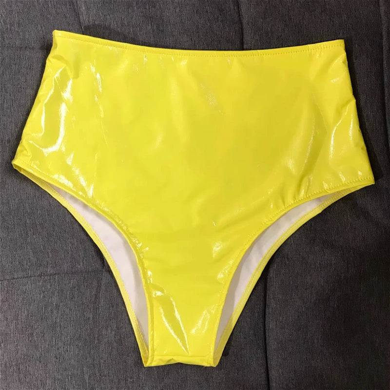 The Stardust Spotlight High-Waist Shorts – Glossy Patent Leather Showgirl Hot Pants