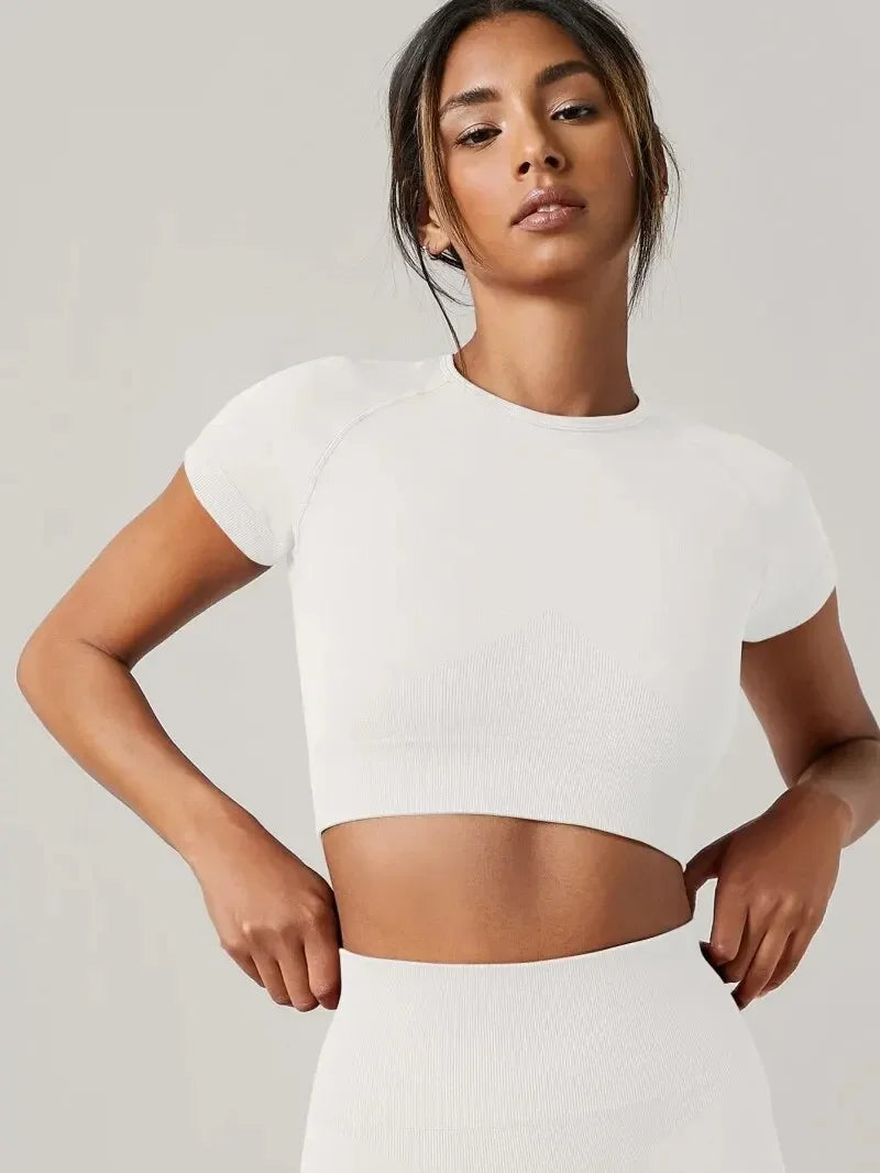 Women Yoga Top Seamless Sport T Shirts Fitness Clothes Short Sleeve Yoga Shirt Gym Top Running Active Wear Sport Top Luxlife Brands