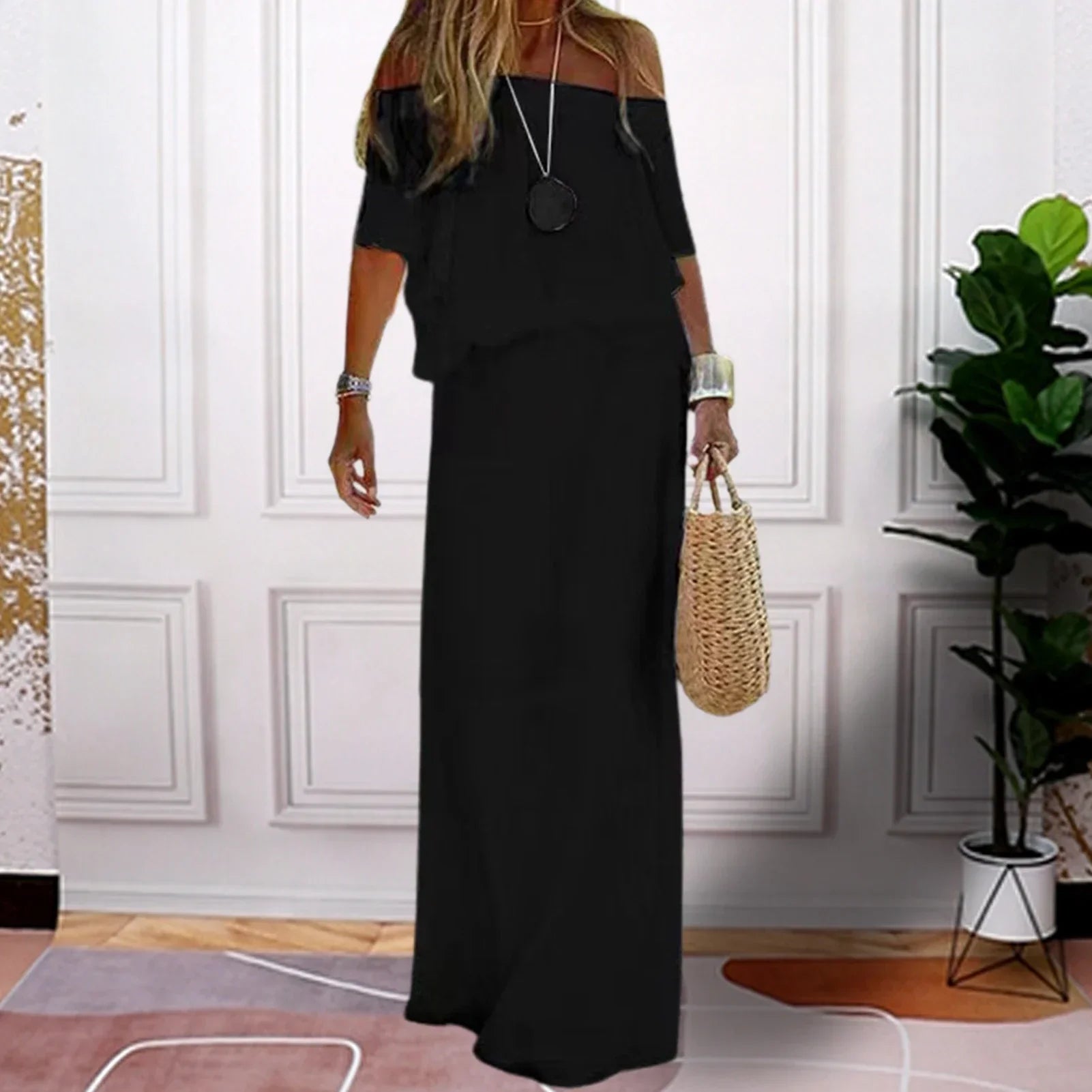 Chic Off The Shoulder Maxi Dress LUXLIFE BRANDS