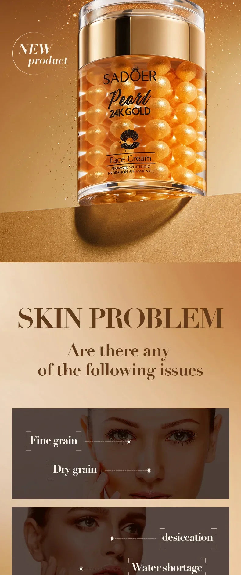 24K Golden Pearl Collagen Hydrating Firming Cream Luxlife Brands