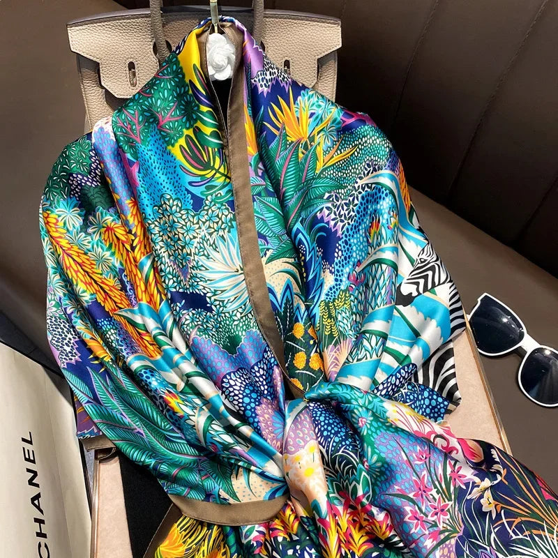 Spring Scarf Women's Luxury Design Scarf Silk Smooth Scarf Soft Muslim Headband Shawl Beach 85x180cm Luxlife Brands