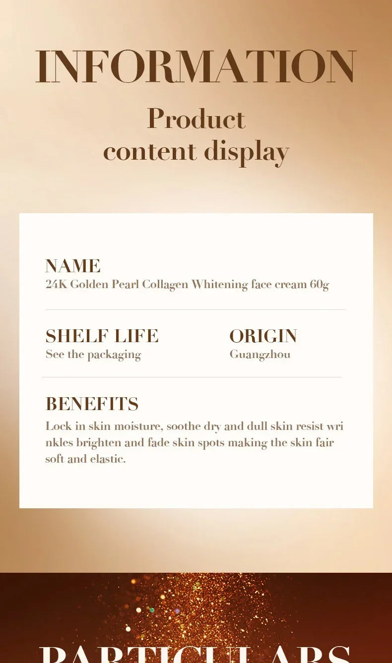 24K Golden Pearl Collagen Hydrating Firming Cream Luxlife Brands