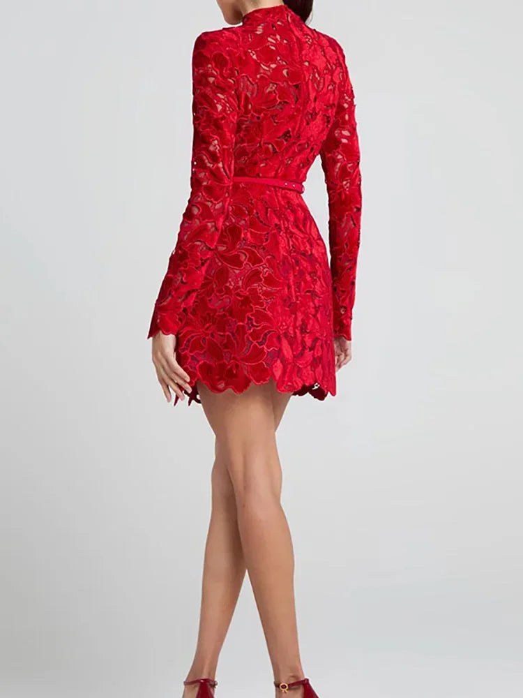 Lace Long Sleeve Mini Party Dress Luxlife Brands