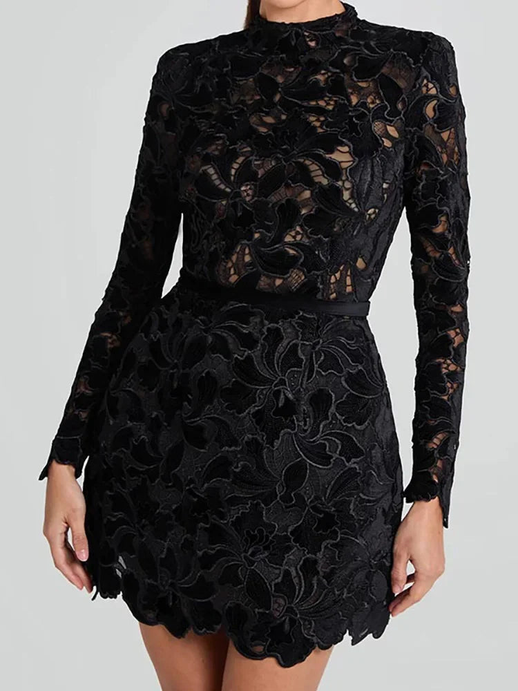 Lace Long Sleeve Mini Party Dress Luxlife Brands