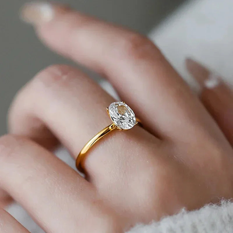 925 Sterling Silve 1-8CT Zircon Gorgeous Shiny Oval Stone Ring For Women Engagement Wedding Luxury High Quality Fine Jewelry Luxlife Brands