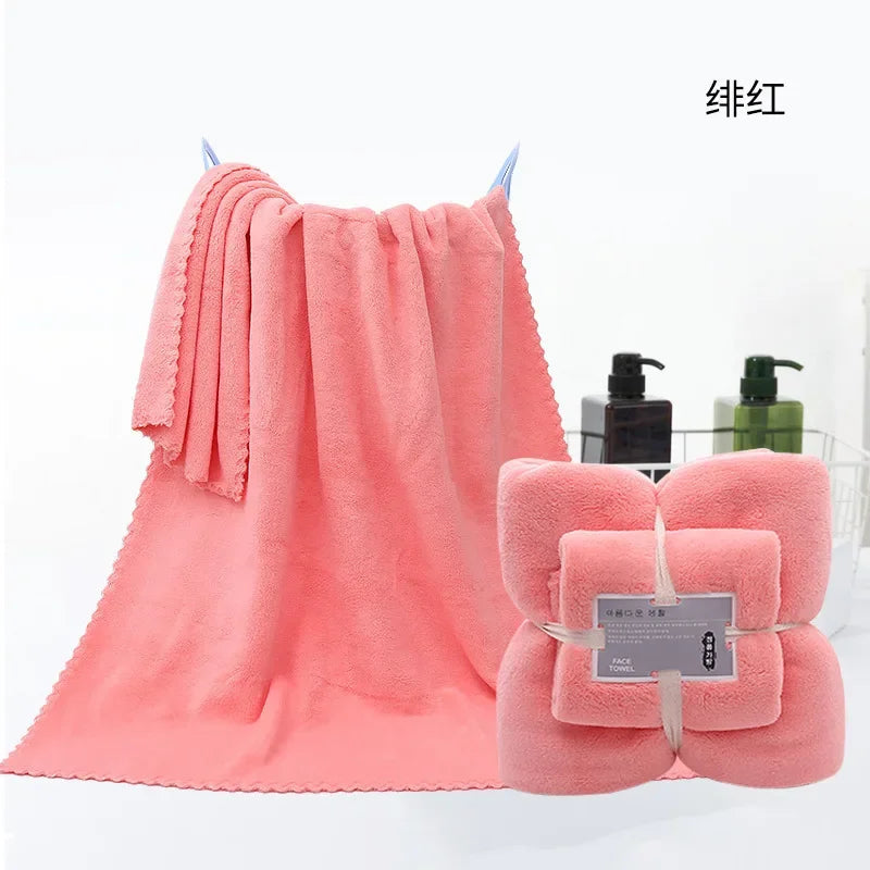 2PC Bath Towels Set Super Soft Highly Absorbent Quick-drying Coral Velvet Bath Towel For Adults Hotel & Spa Use Luxlife Brands
