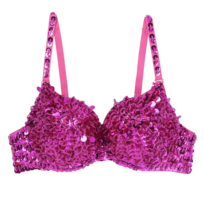 The Stardust Prism Sirena – Sequined & Looped Beading Padded Push-Up Bra Top