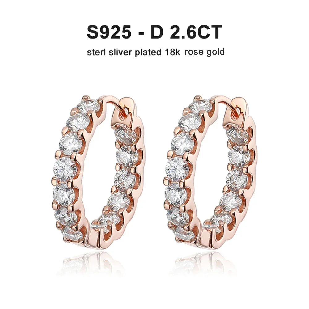 KNOBSPIN 2.6ct D Color Moissanite Earring 925 Sterling Sliver Plated White Gold Hoop Earring for Women Wedding Party Jewelry Luxlife Brands