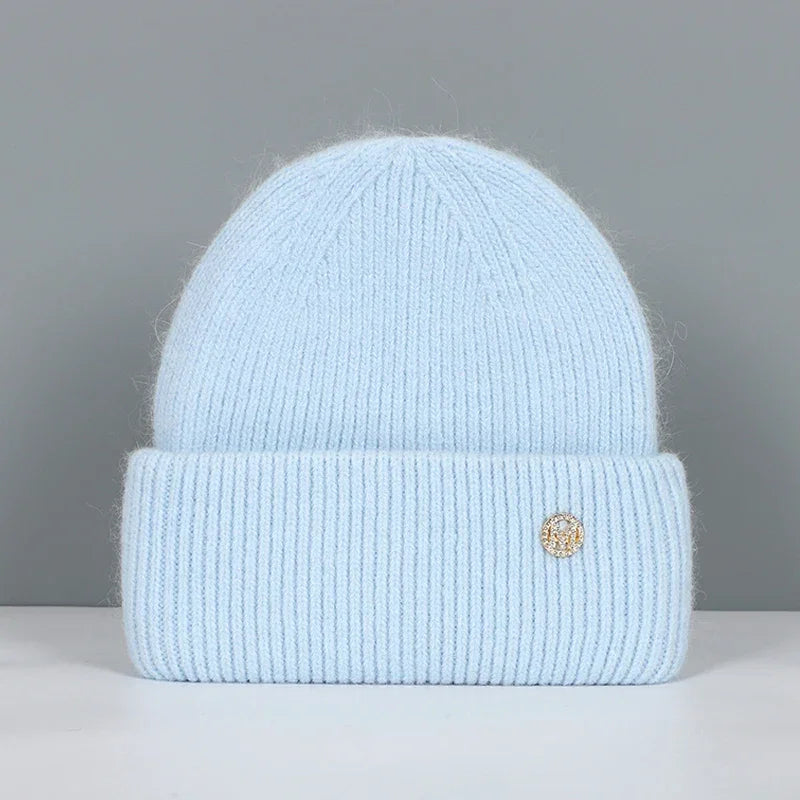 Women Winter Hat Real Rabbit Fur Winter Hats For Women Fashion Warm Beanie Hats Women Solid Adult Cover Head Cap Luxlife Brands