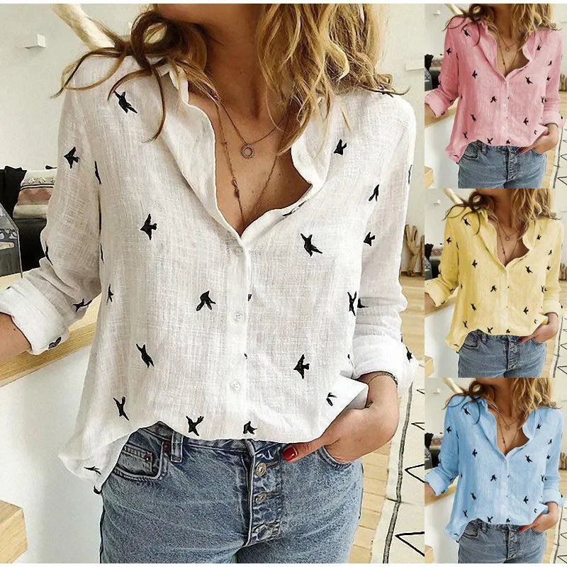 Fashion Women's Print Shirt Women's Long Sleeve Top Cotton Office 2024 Spring Summer Casual Loose Top Large 5XL Luxlife Brands
