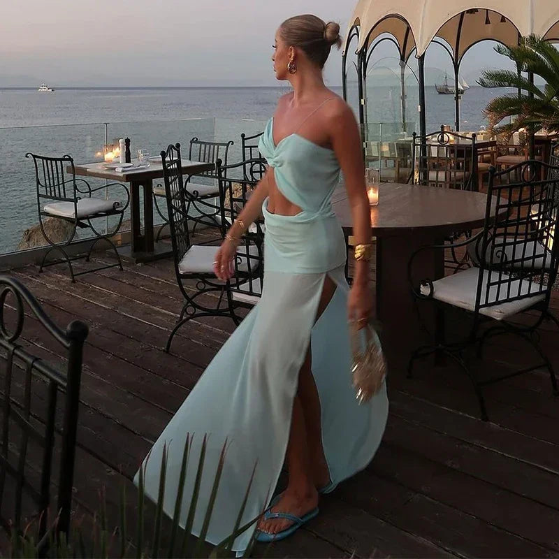 Frosted Fantasy Mesh Beach Dress – Icy Blue Showstopper Luxlife Brands
