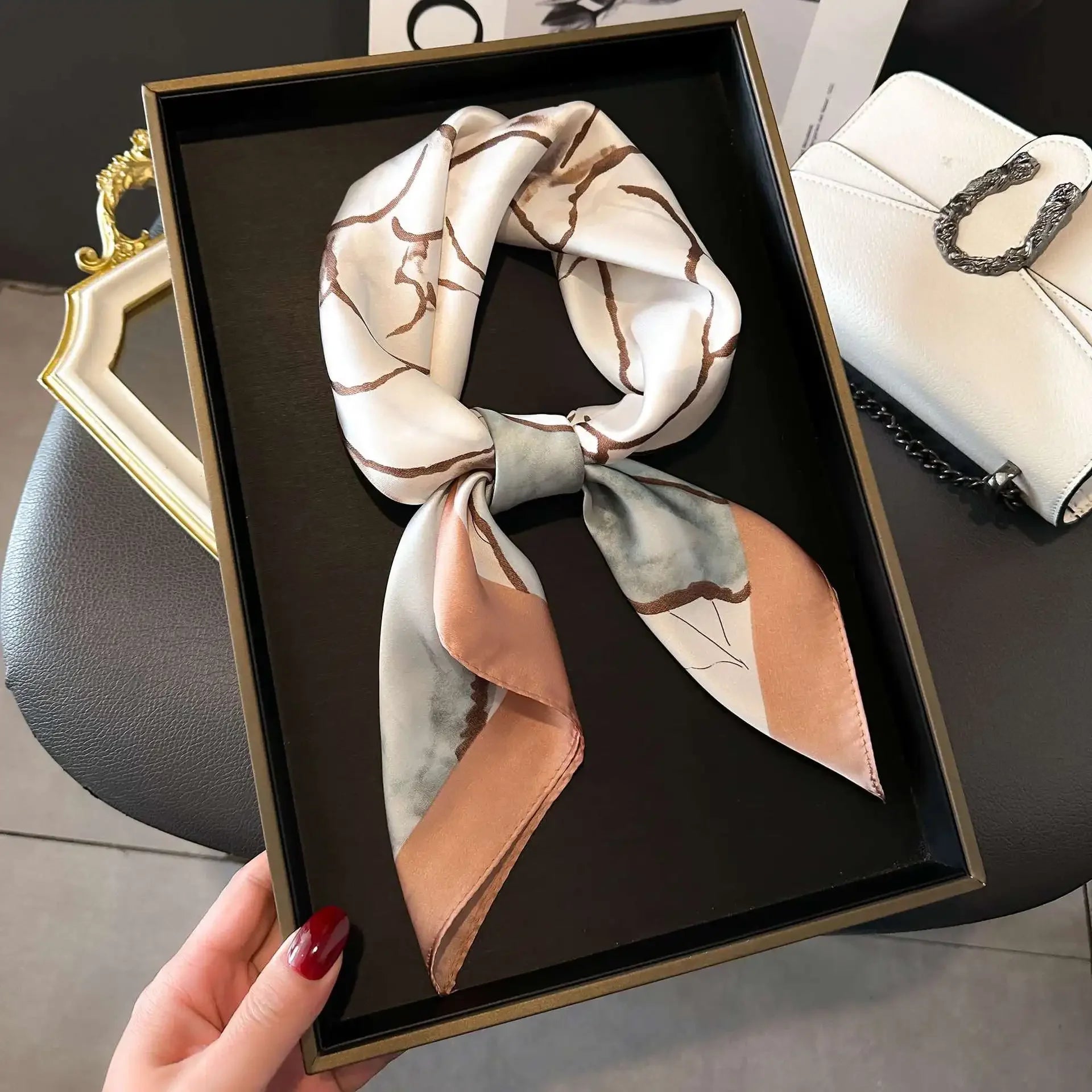 Fashion Luxury Brand 70cm Silk Square Scarf Women Satin Neck Tie Female Hair Bandana Headkerchief Shawl Wrap Hijab Echarpe Luxlife Brands