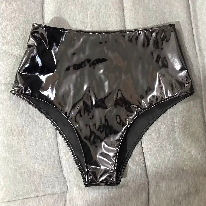 The Stardust Spotlight High-Waist Shorts – Glossy Patent Leather Showgirl Hot Pants
