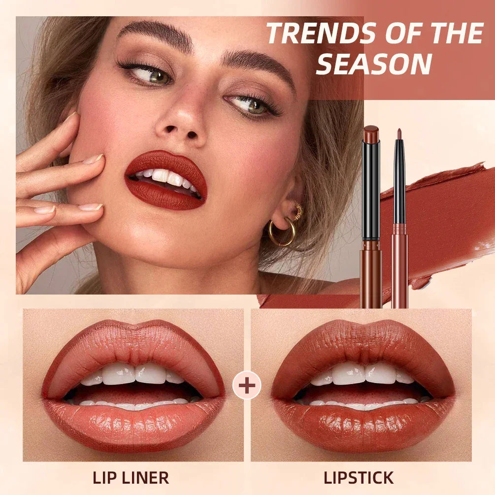 QIBEST Lipstick Pencil Waterproof Sexy Red Nude Purple Matte Tint Lipstick Lasting Lip liner Pen Longlasting Makeup Cosmetics Luxlife Brands