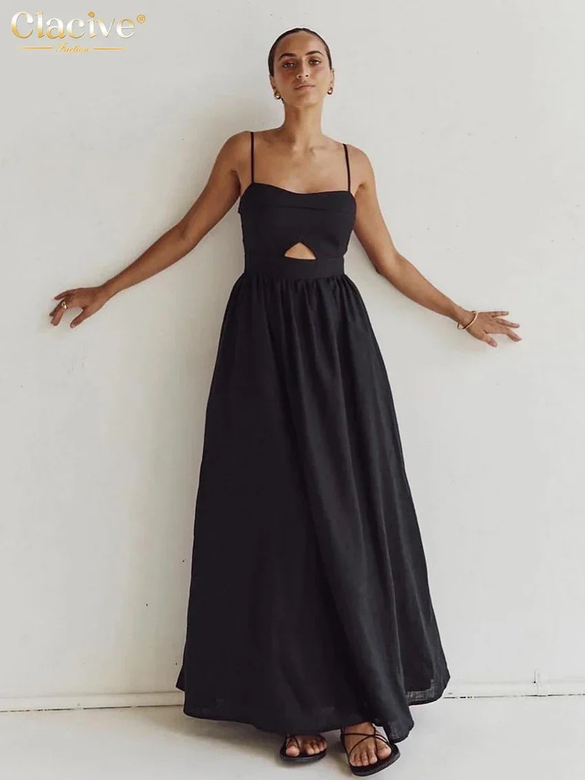 Stunning Black Cotton Prom Dress LUXLIFE BRANDS