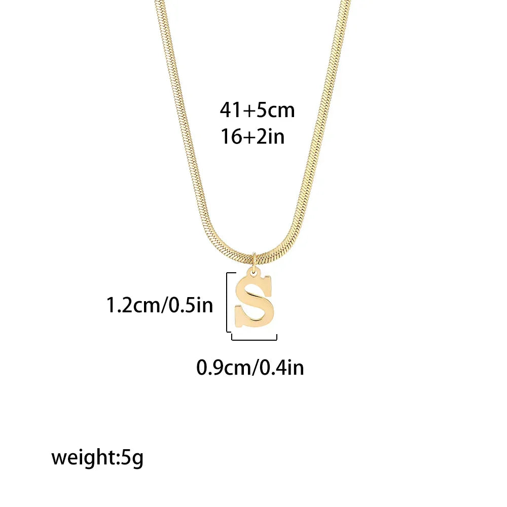 A-Z Alphabet Gold Plated Stainless Steel Pendant Necklace for Women Snake Chain Initial Letter Clavicle Necklaces Collar Jewelry Luxlife Brands