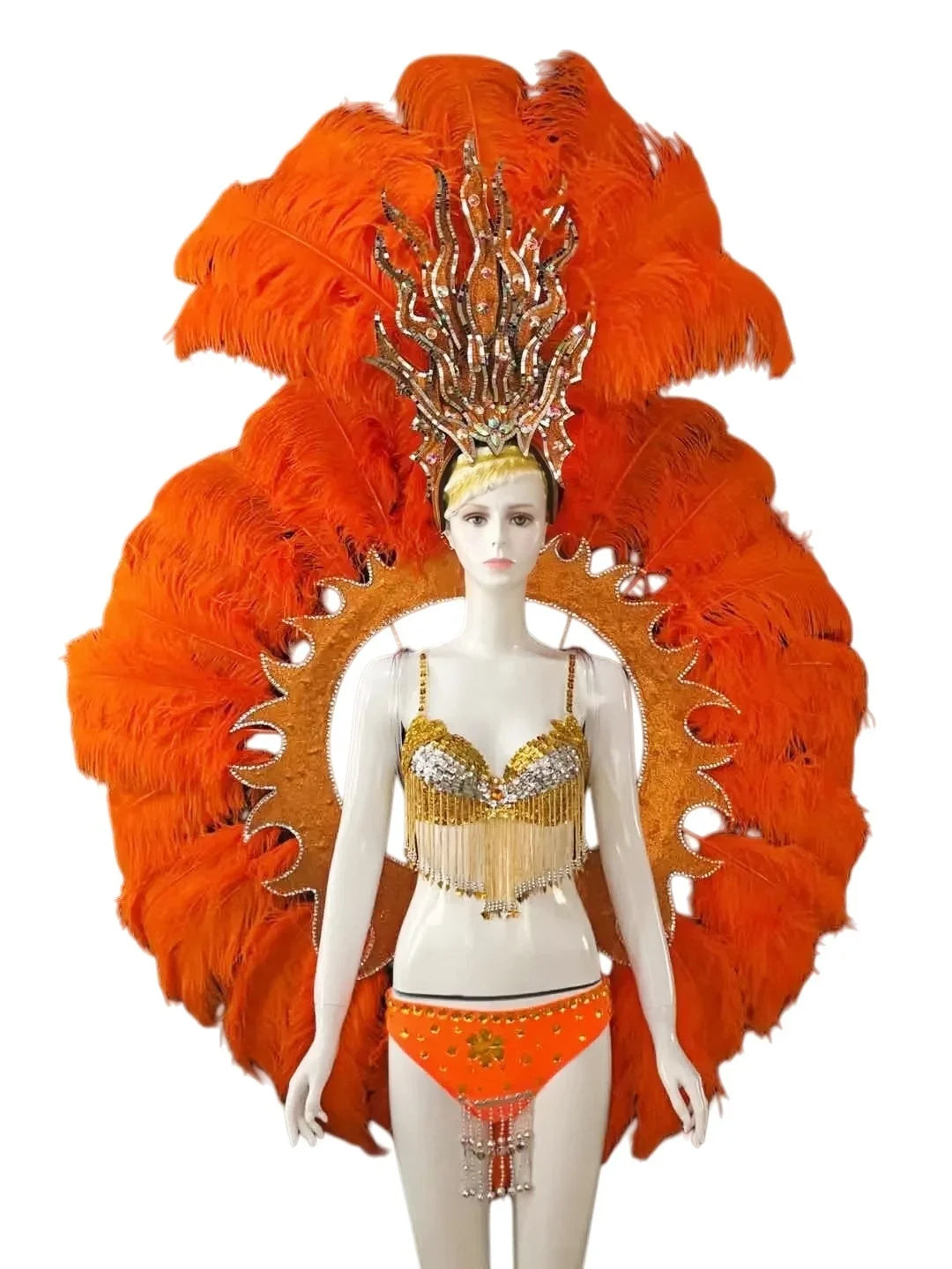 Feathered Carnival Headdress and Backpack Wing Set