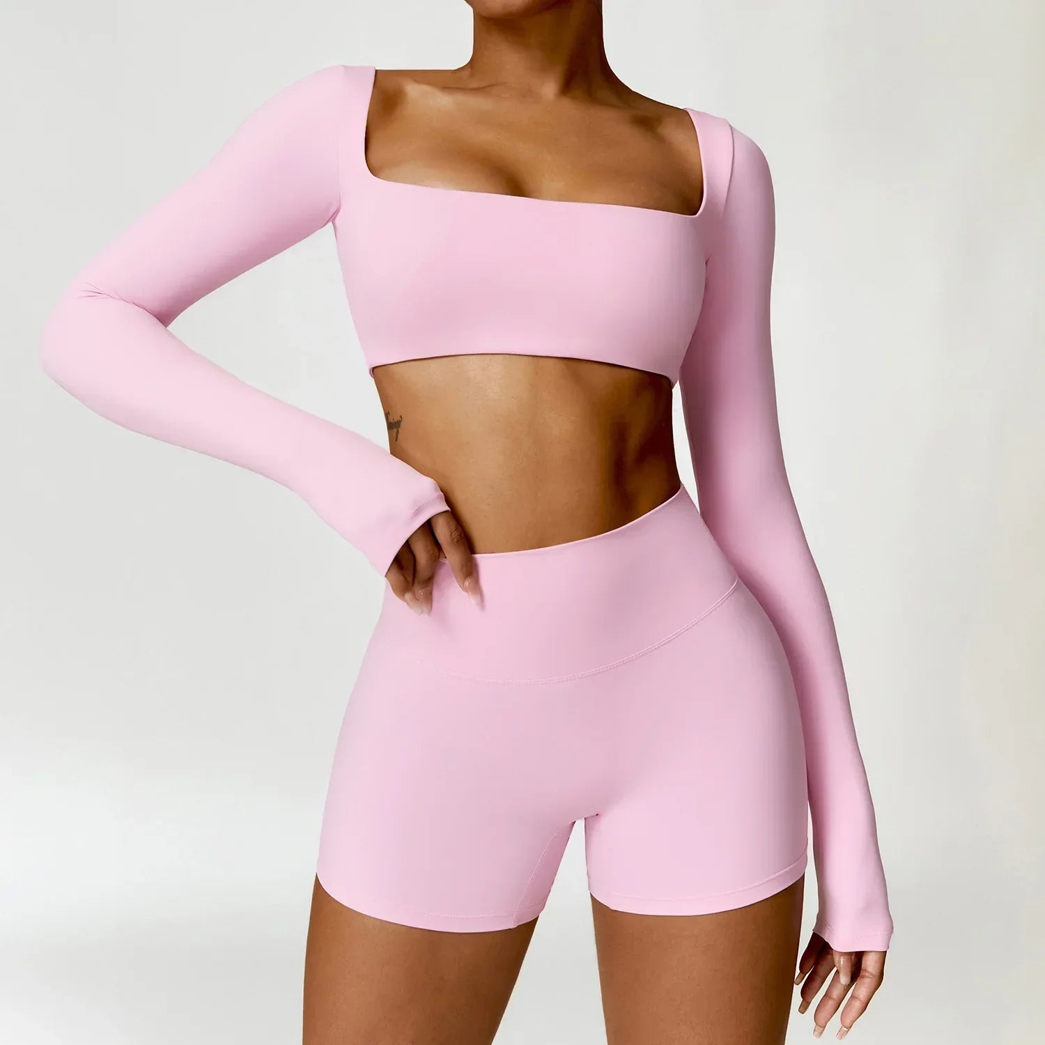 New Long sleeve Shirt Sports Set Women Fitness Tights Yoga Set Crop Top Running High Waist Gym Set Womens Outfits Yoga Clothing Luxlife Brands