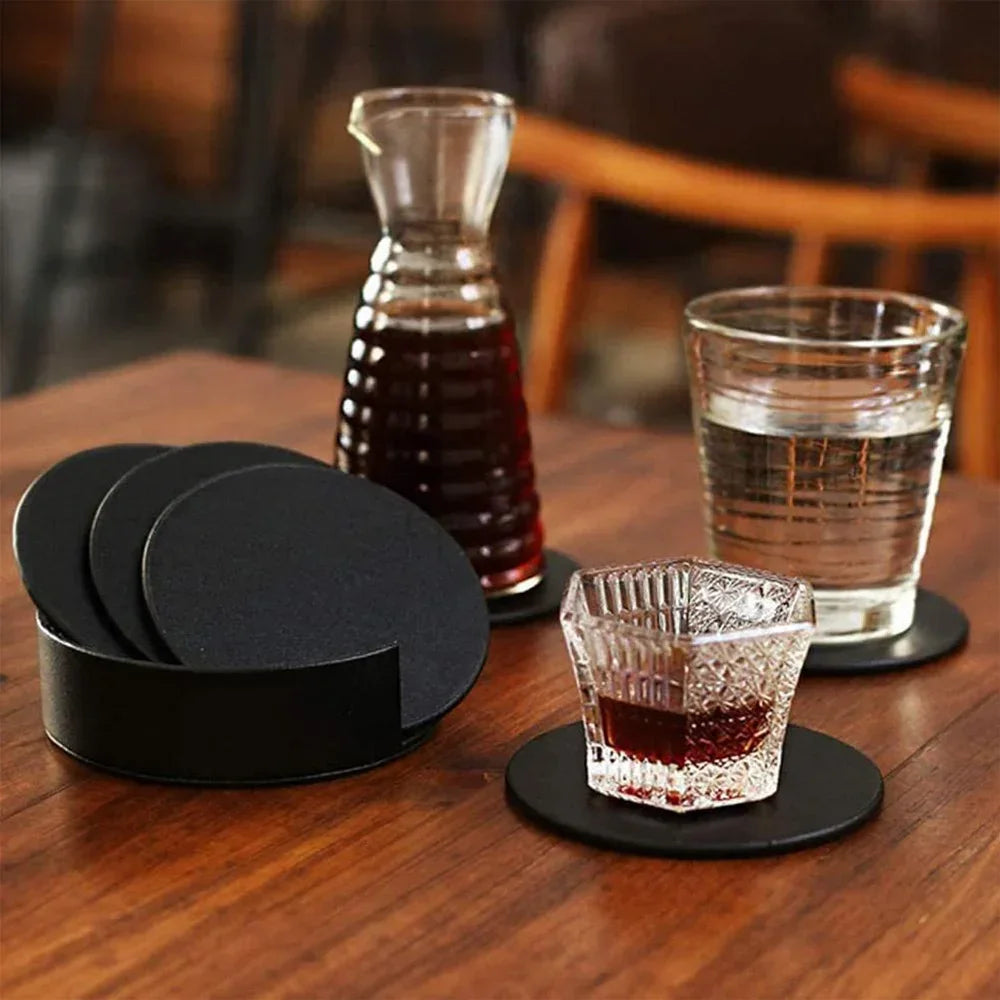 Eco Drink Coasters Set of 6 Leather Non Slip Heat-resistant 6PCS Luxlife Brands