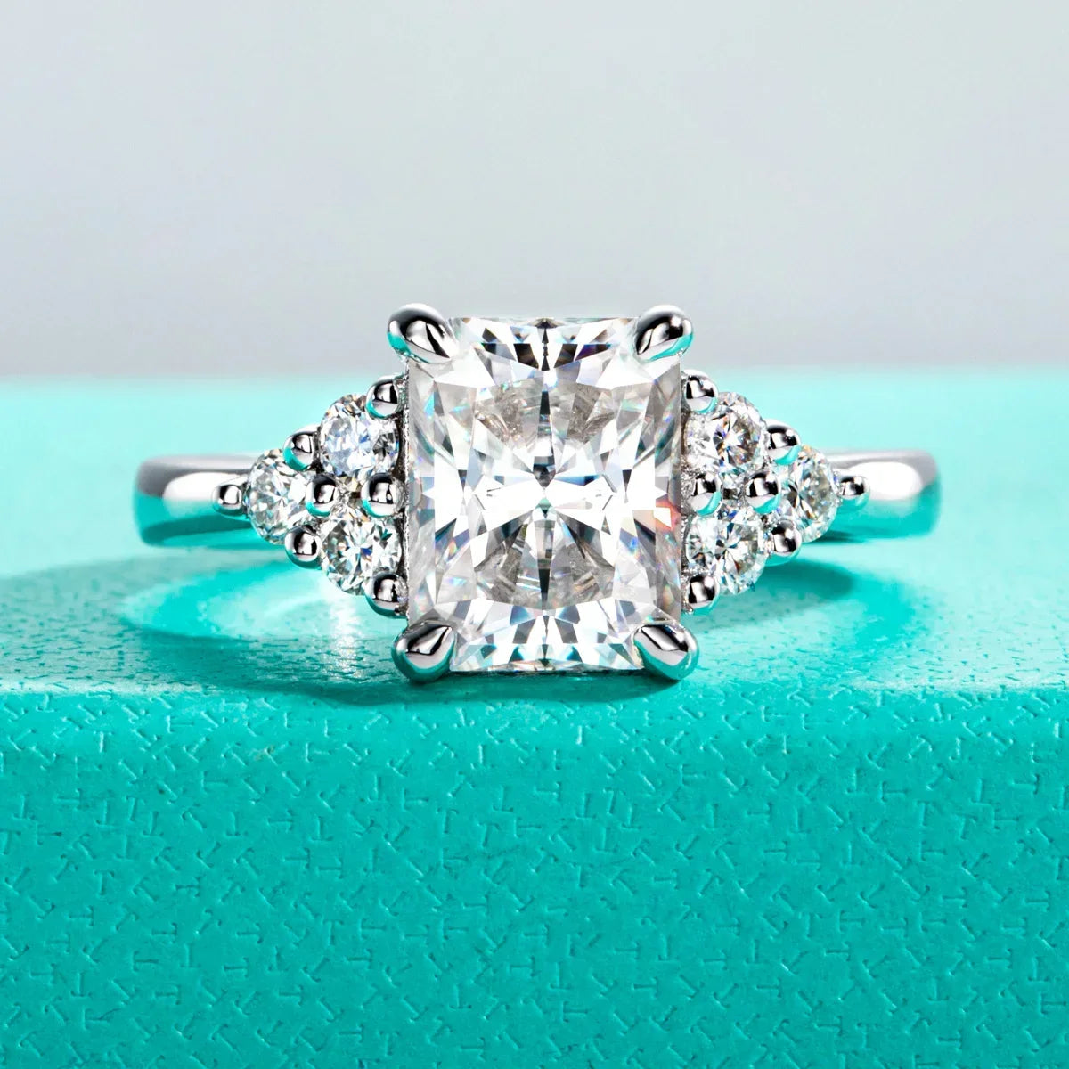 AnuJewel 3ct Radiant Cut D Color Moissanite Engagement Ring 18K Gold Plated Luxurious Wedding Ring Women Jewelry Wholesale Luxlife Brands