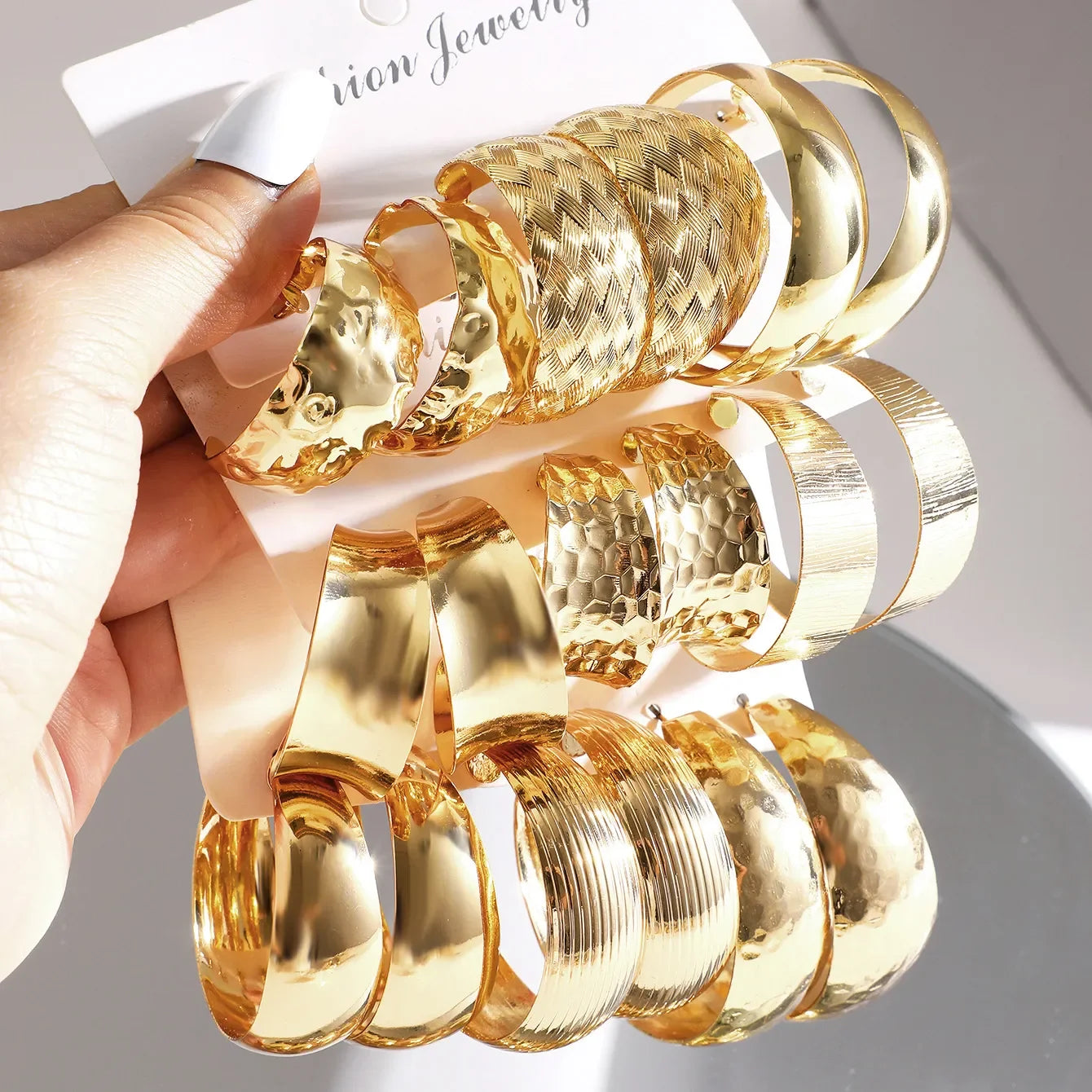 Vintage Big Circle Hoop Earring Set for Women Trendy Geometric Gold Plated Personality Metal Dangle Female Earring Party Jewelry LUXLIFE BRANDS