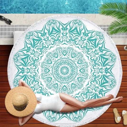 Gradient Mandala Round Beach Towel/Yoga Mat