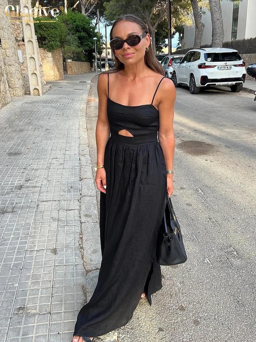 Stunning Black Cotton Prom Dress LUXLIFE BRANDS
