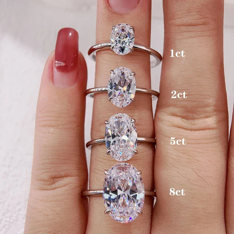 925 Sterling Silve 1-8CT Zircon Gorgeous Shiny Oval Stone Ring For Women Engagement Wedding Luxury High Quality Fine Jewelry Luxlife Brands