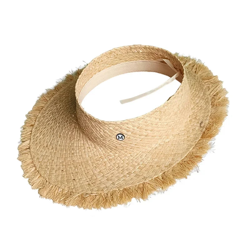 Designer French Elegant Women's Summer RB Letter Straw Hat Wide Brim Breathable Sun Protect Fashionable Beach Vacation Sun Hat Luxlife Brands