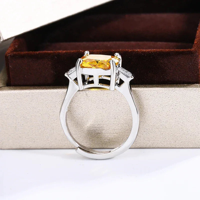 Canary Yellow 925 SS Resizable Ring LUXLIFE BRANDS