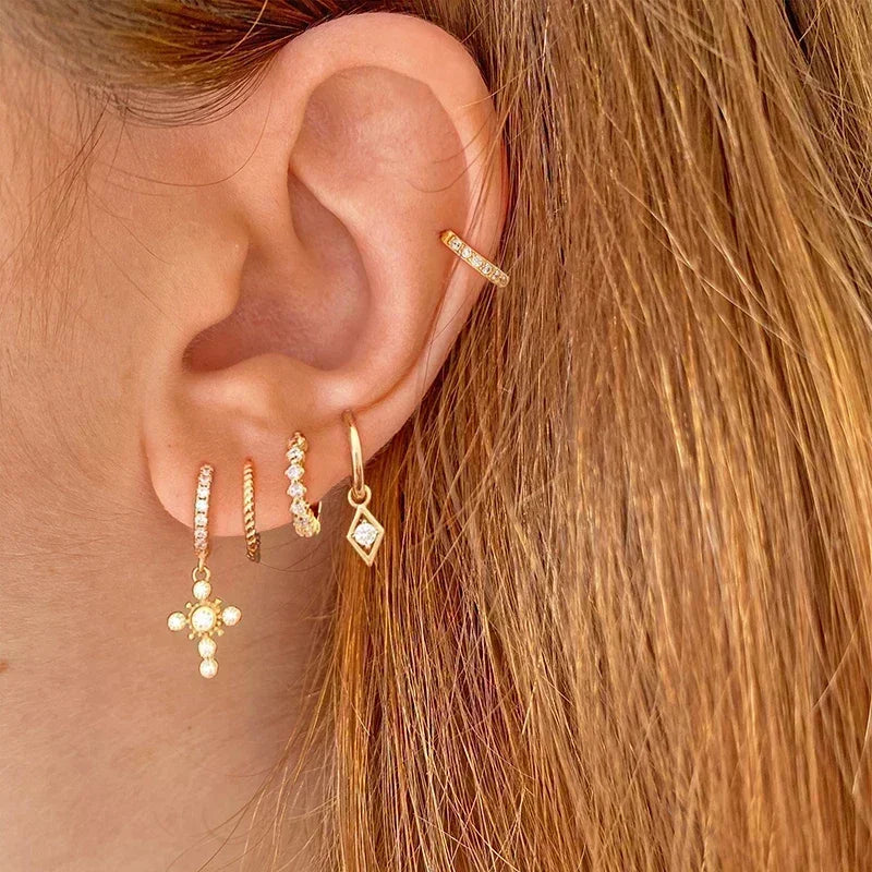 Luxury white crystal zircon earrings 925 sterling silver ear needles Hoop gold earrings For women Fashion Luxury Wedding Jewelry Luxlife Brands