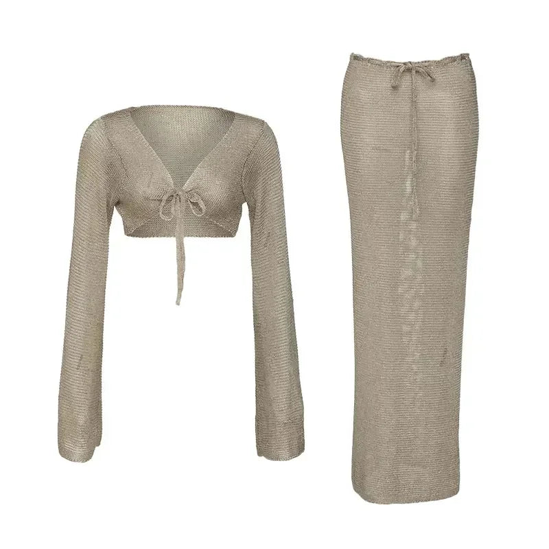 Electra Gold Knit Resort Skirt Set Luxlife Brands