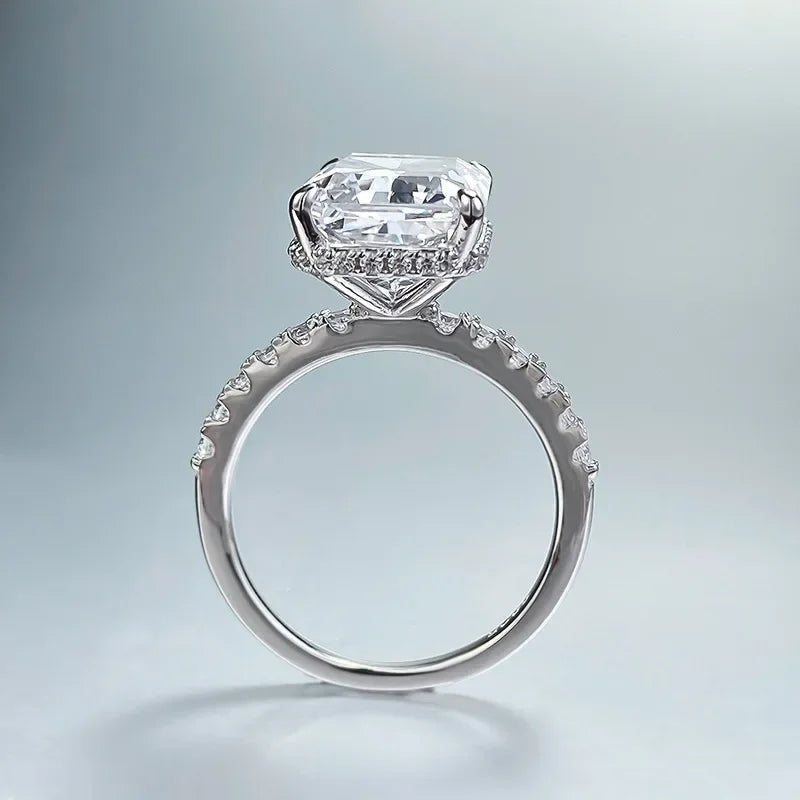 Radiant Cut 5ct Lab Diamond Ring 100% Real 925 Sterling Silver Party Wedding Band Rings for Women Men Engagement Jewelry Gift Luxlife Brands