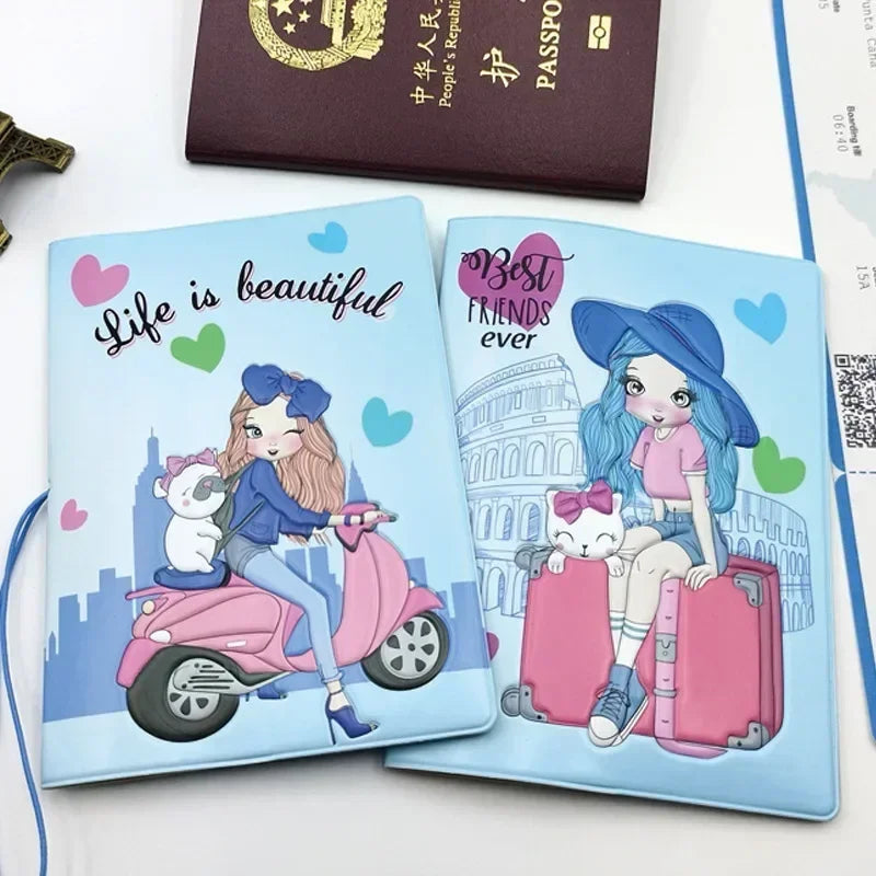 Travel Passport Holder Case Card ID Holders Wallet Bags Passport Cover Cartoon Women PU Leather Luxlife Brands