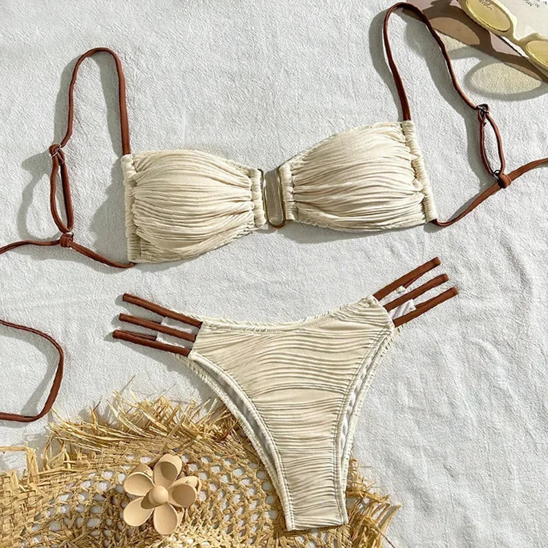 Italia Textured Low Rise Bikini Luxlife Brands