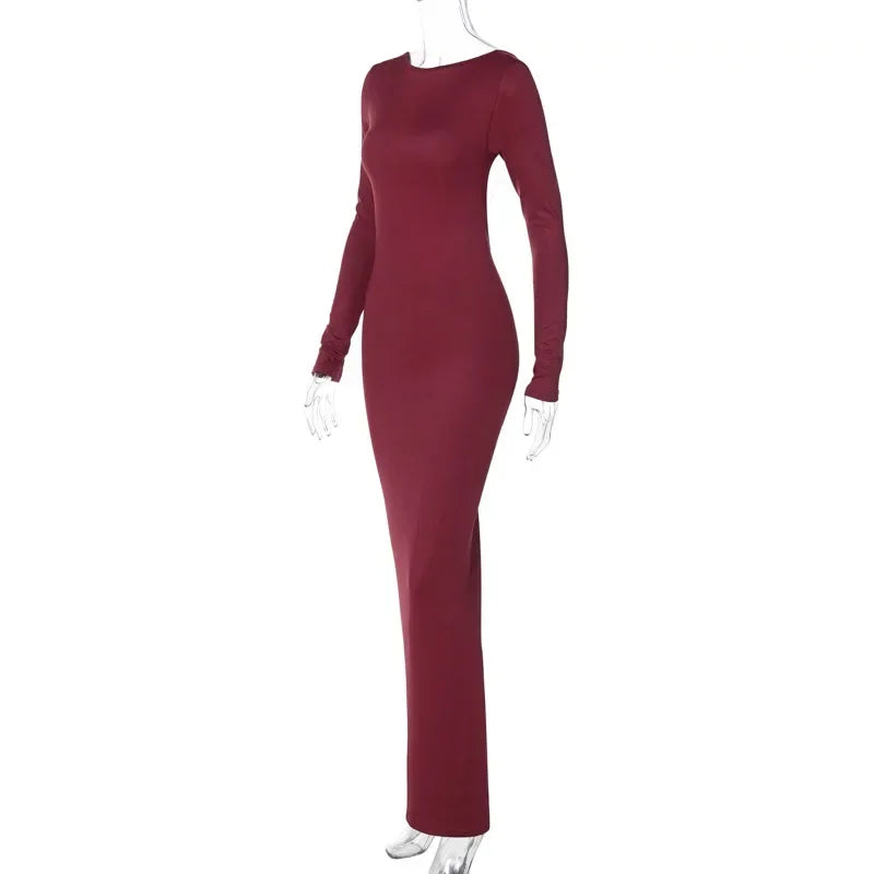 Glamour Backless Ruched Maxi Dress LUXLIFE BRANDS