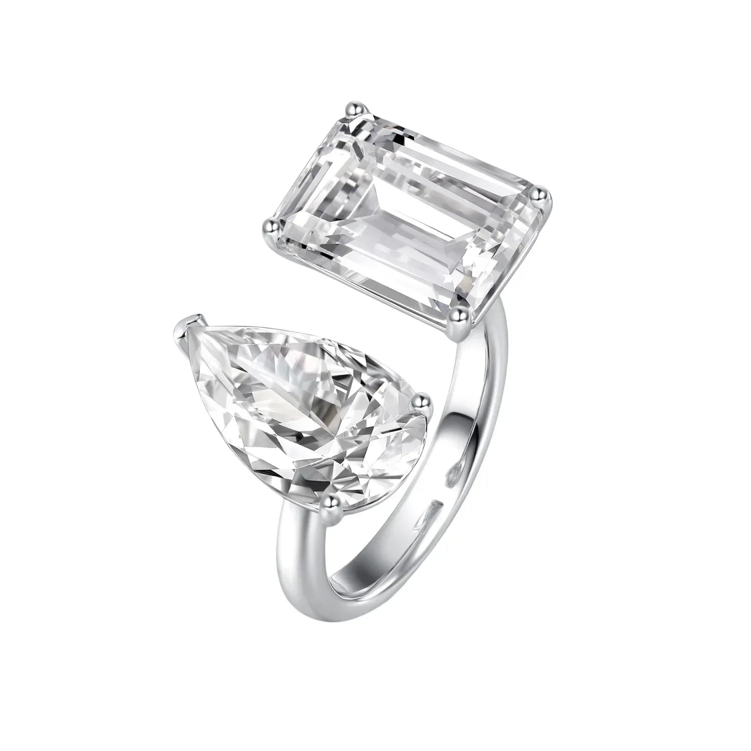 New 925 Sterling Silver Pink White Pear Cut Heart cut Simulated Diamond Wedding Party Open Rings Fine Jewelry Christmas Gifts Luxlife Brands