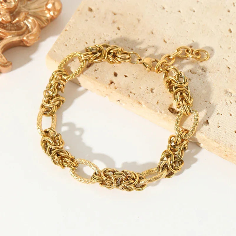 EILIECK 316L Stainless Steel Twisted Bracelet Bangles For Women Trendy 18K Gold Plated Wrist Chain Waterproof Jewelry Gift Party Luxlife Brands