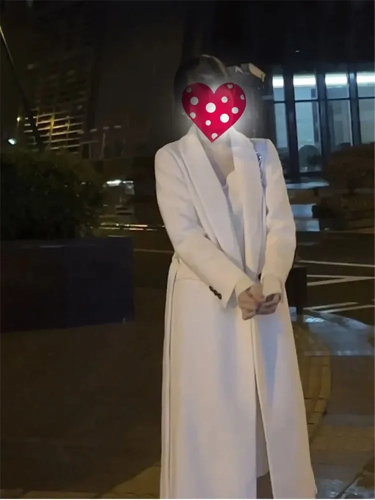 Women's Mackenzie White Wool Coat LUXLIFE BRANDS