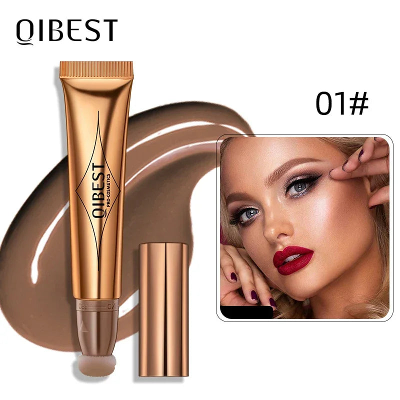 QIBEST Cream Bronzer Contour Blusher Beauty Wand Highlighter Blush With Cushion Liquid Face Bronzer Wand Stick Applicator Makeup Luxlife Brands